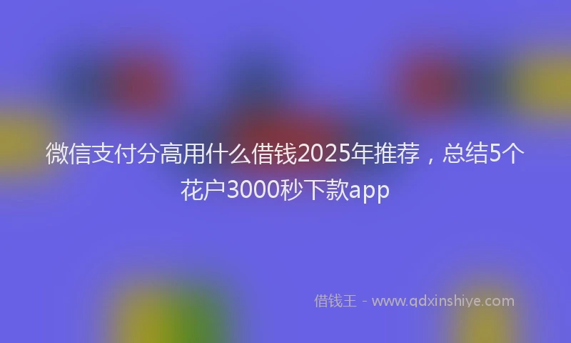 微信支付分高用什么借钱2025年推荐，总结5个花户3000秒下款app