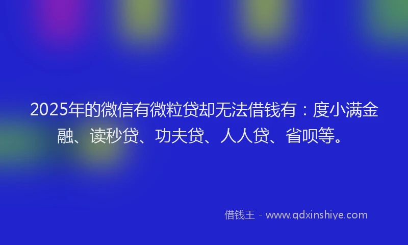 2025年的微信有微粒贷却无法借钱有：度小满金融、读秒贷、功夫贷、人人贷、省呗等。