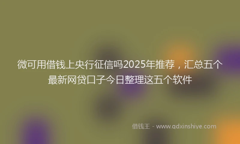 微可用借钱上央行征信吗2025年推荐，汇总五个最新网贷口子今日整理这五个软件