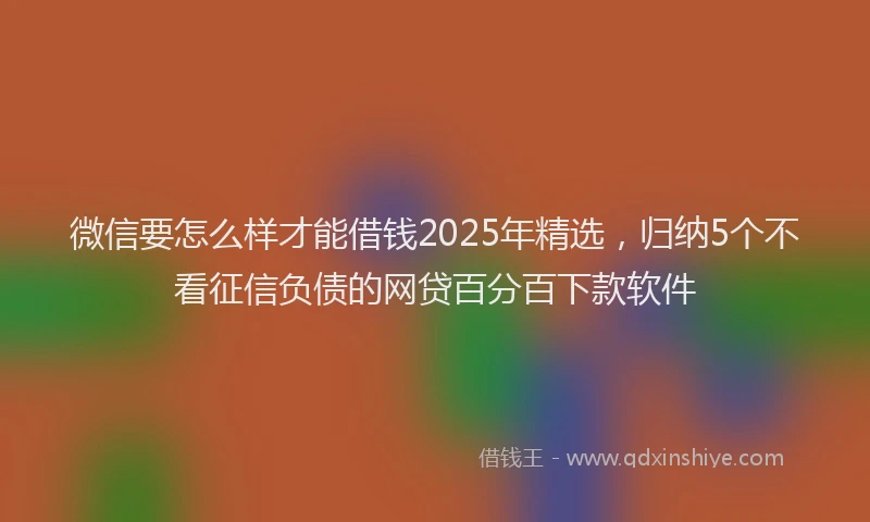 微信要怎么样才能借钱2025年精选，归纳5个不看征信负债的网贷百分百下款软件