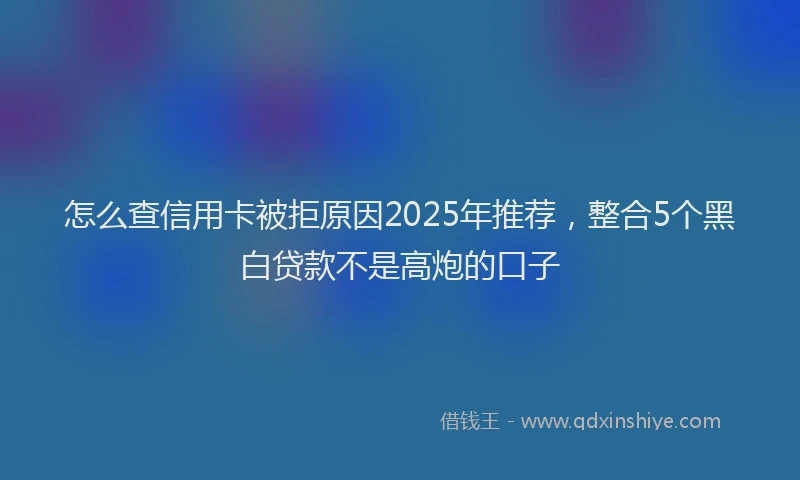 怎么查信用卡被拒原因2025年推荐，整合5个黑白贷款不是高炮的口子