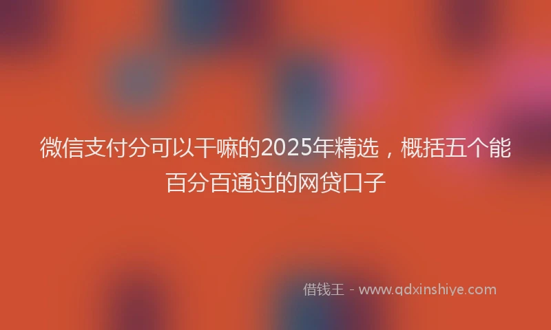 微信支付分可以干嘛的2025年精选，概括五个能百分百通过的网贷口子