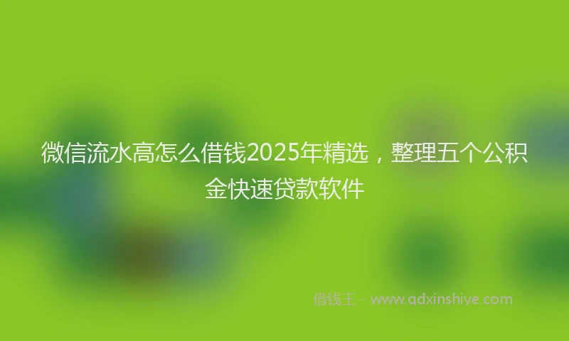 微信流水高怎么借钱2025年精选，整理五个公积金快速贷款软件