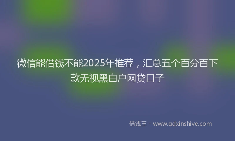 微信能借钱不能2025年推荐，汇总五个百分百下款无视黑白户网贷口子