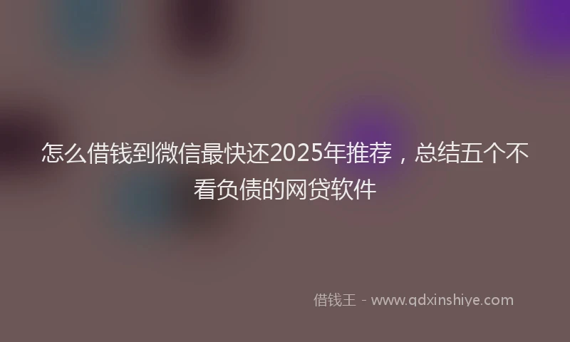 怎么借钱到微信最快还2025年推荐，总结五个不看负债的网贷软件