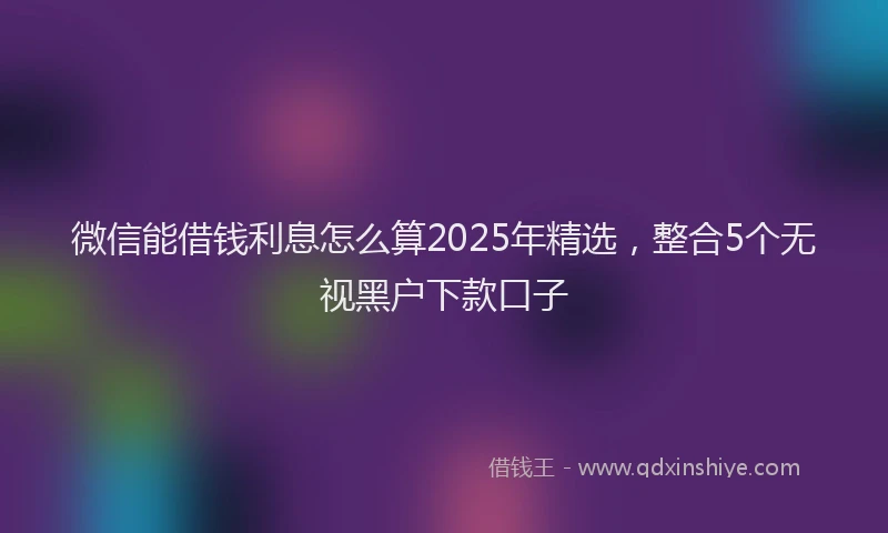 微信能借钱利息怎么算2025年精选，整合5个无视黑户下款口子
