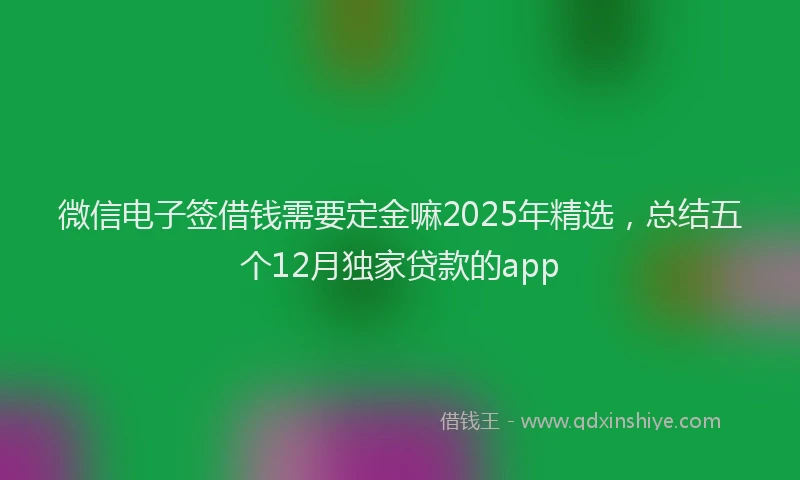 微信电子签借钱需要定金嘛2025年精选，总结五个12月独家贷款的app