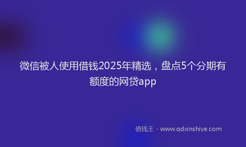 微信被人使用借钱2025年精选，盘点5个分期有额度的网贷app