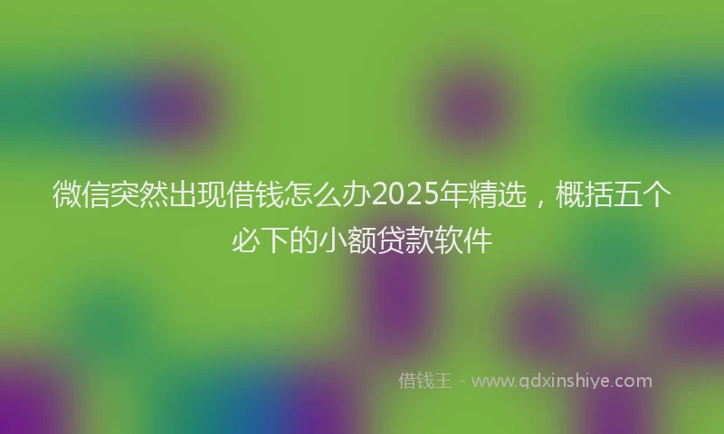 微信突然出现借钱怎么办2025年精选，概括五个必下的小额贷款软件