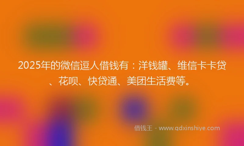 2025年的微信逗人借钱有：洋钱罐、维信卡卡贷、花呗、快贷通、美团生活费等。