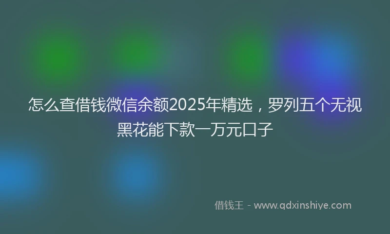 怎么查借钱微信余额2025年精选，罗列五个无视黑花能下款一万元口子