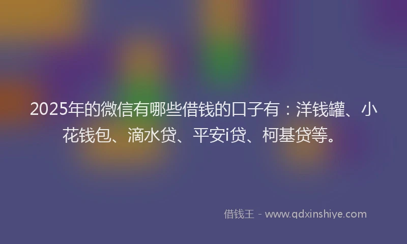 2025年的微信有哪些借钱的口子有：洋钱罐、小花钱包、滴水贷、平安i贷、柯基贷等。
