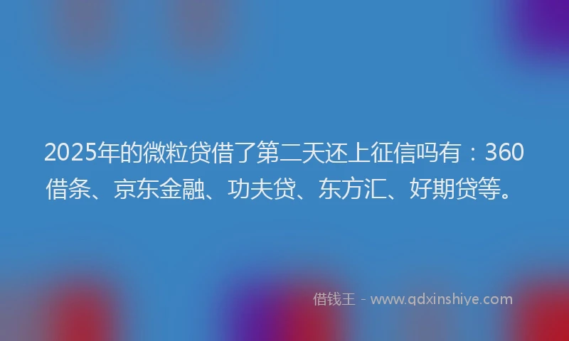 2025年的微粒贷借了第二天还上征信吗有：360借条、京东金融、功夫贷、东方汇、好期贷等。