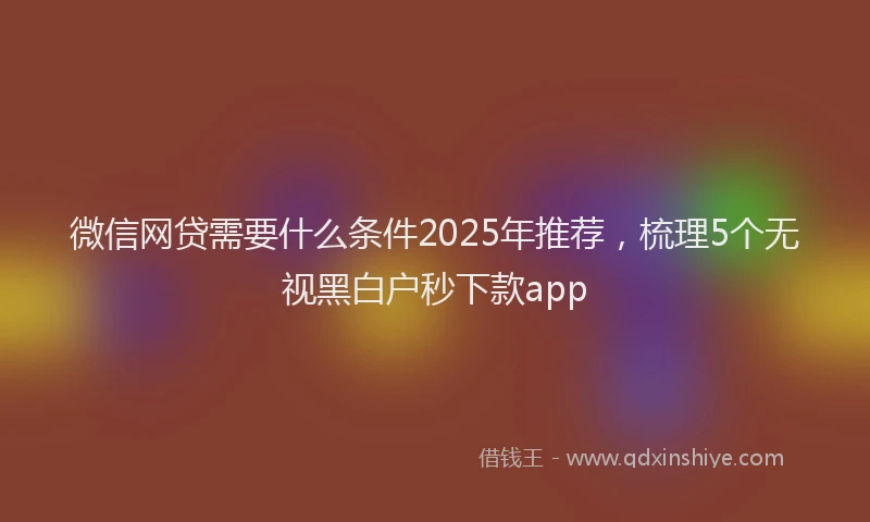 微信网贷需要什么条件2025年推荐，梳理5个无视黑白户秒下款app