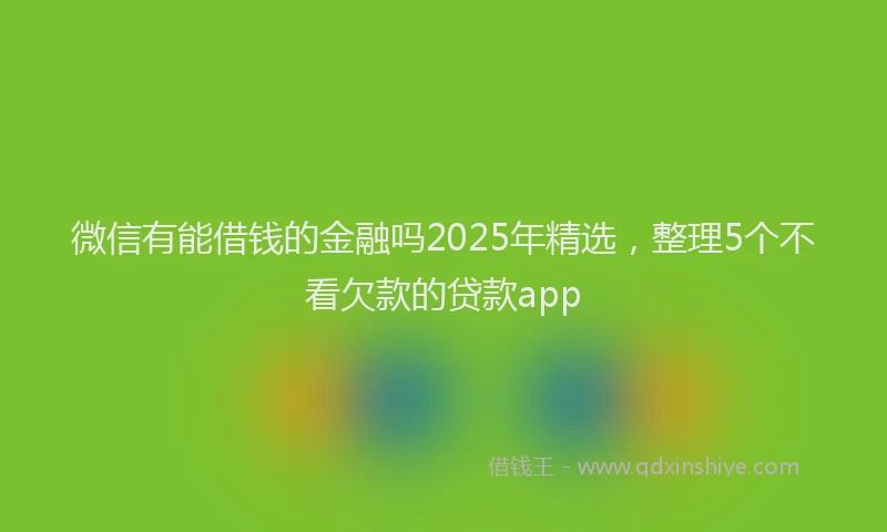 微信有能借钱的金融吗2025年精选，整理5个不看欠款的贷款app