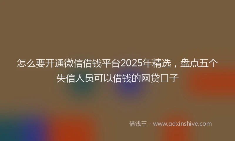 怎么要开通微信借钱平台2025年精选，盘点五个失信人员可以借钱的网贷口子