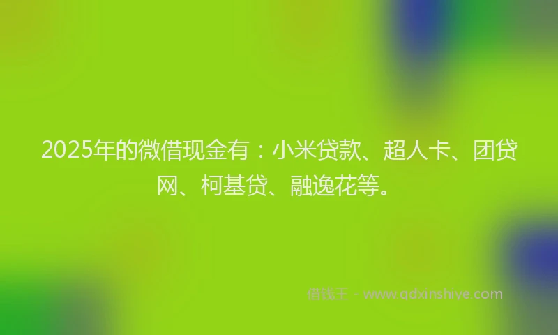 2025年的微借现金有：小米贷款、超人卡、团贷网、柯基贷、融逸花等。