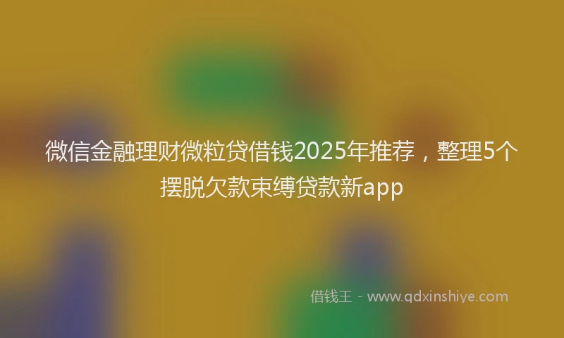 微信金融理财微粒贷借钱2025年推荐，整理5个摆脱欠款束缚贷款新app