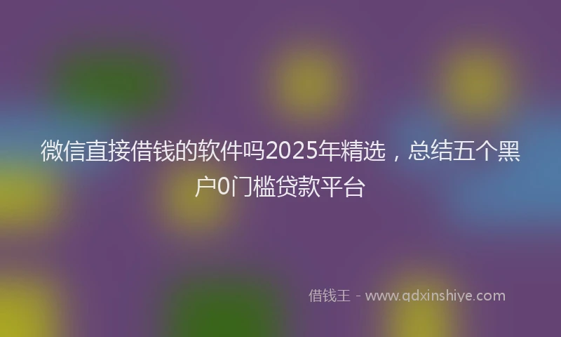 微信直接借钱的软件吗2025年精选，总结五个黑户0门槛贷款平台