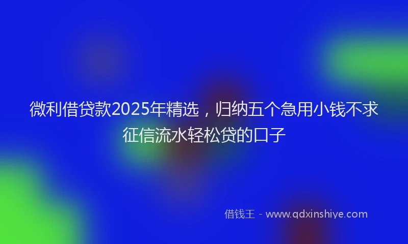微利借贷款2025年精选，归纳五个急用小钱不求征信流水轻松贷的口子