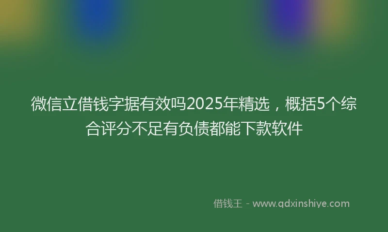 微信立借钱字据有效吗2025年精选，概括5个综合评分不足有负债都能下款软件