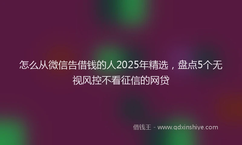 怎么从微信告借钱的人2025年精选，盘点5个无视风控不看征信的网贷