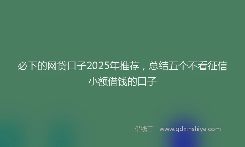 必下的网贷口子2025年推荐，总结五个不看征信小额借钱的口子