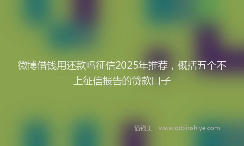 微博借钱用还款吗征信2025年推荐，概括五个不上征信报告的贷款口子