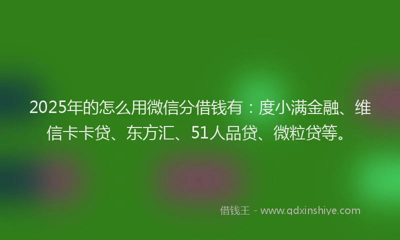 2025年的怎么用微信分借钱有：度小满金融、维信卡卡贷、东方汇、51人品贷、微粒贷等。