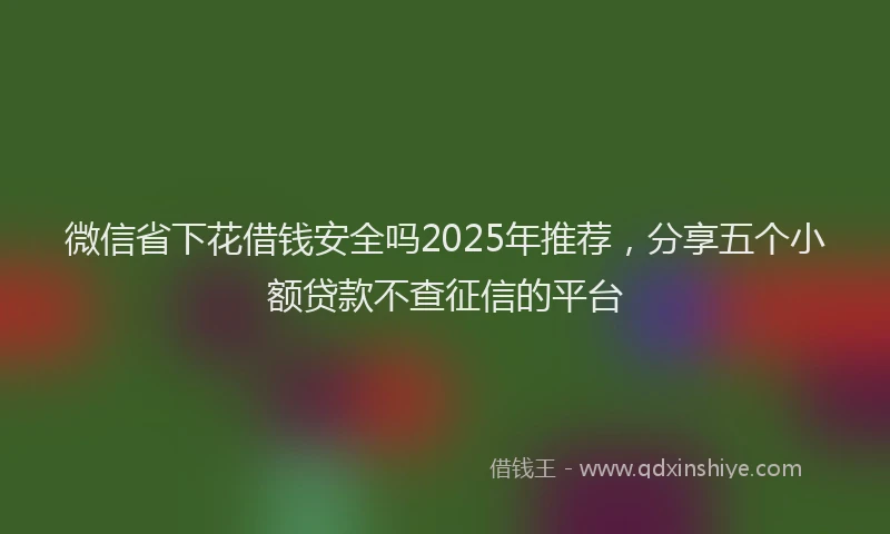 微信省下花借钱安全吗2025年推荐，分享五个小额贷款不查征信的平台