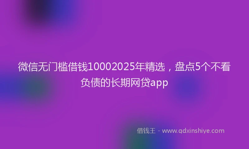 微信无门槛借钱10002025年精选，盘点5个不看负债的长期网贷app