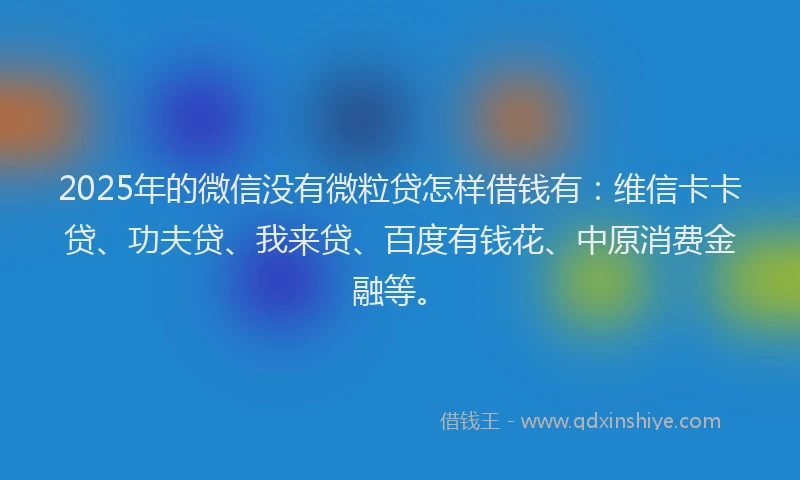 2025年的微信没有微粒贷怎样借钱有：维信卡卡贷、功夫贷、我来贷、百度有钱花、中原消费金融等。