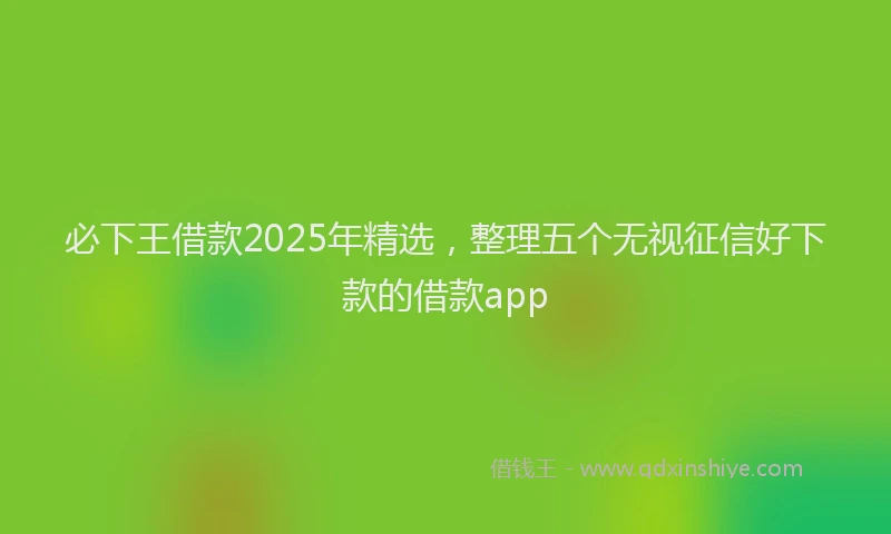 必下王借款2025年精选，整理五个无视征信好下款的借款app