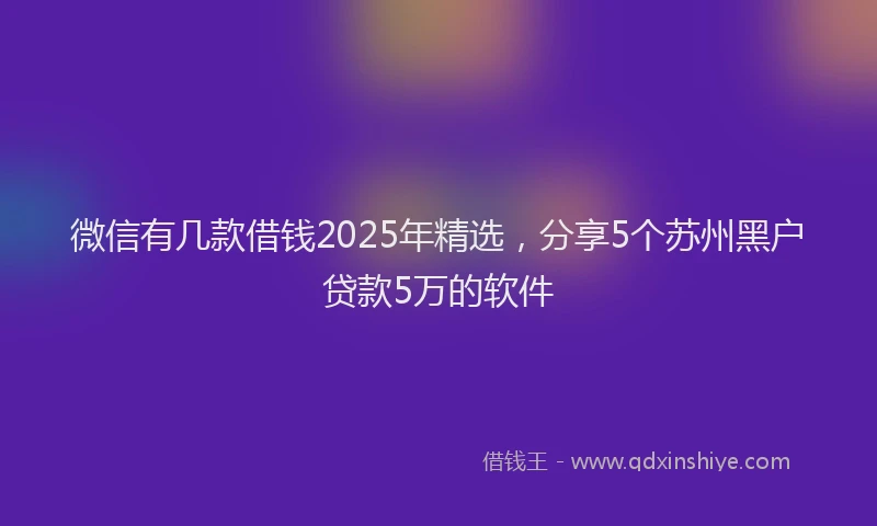 微信有几款借钱2025年精选，分享5个苏州黑户贷款5万的软件