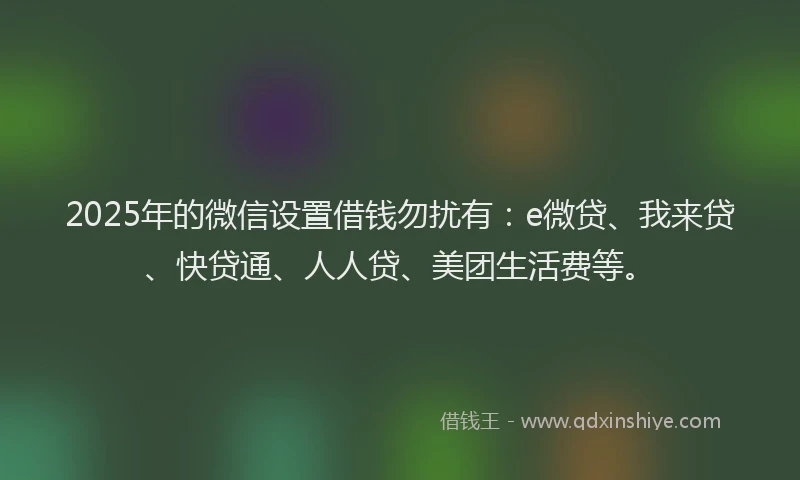 2025年的微信设置借钱勿扰有：e微贷、我来贷、快贷通、人人贷、美团生活费等。