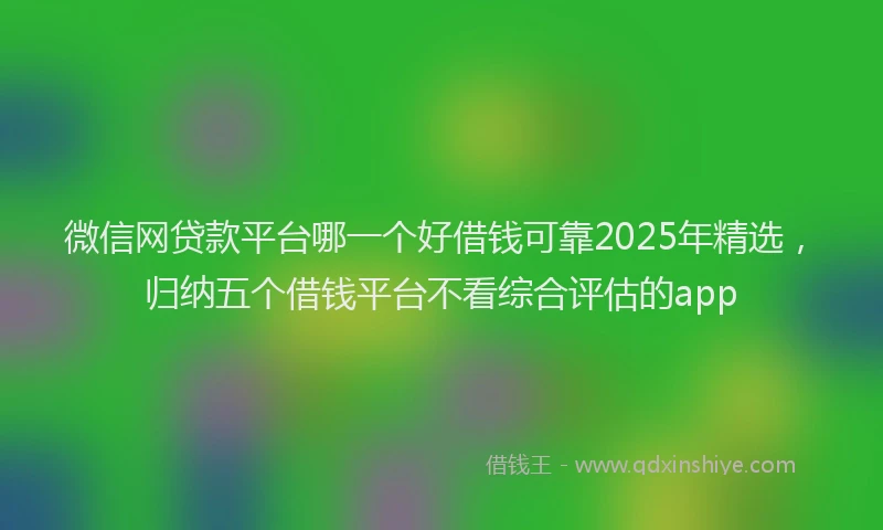 微信网贷款平台哪一个好借钱可靠2025年精选，归纳五个借钱平台不看综合评估的app
