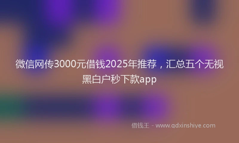 微信网传3000元借钱2025年推荐，汇总五个无视黑白户秒下款app
