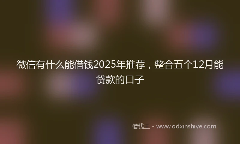 微信有什么能借钱2025年推荐，整合五个12月能贷款的口子