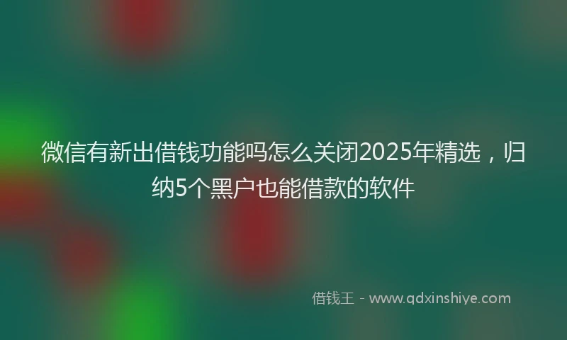 微信有新出借钱功能吗怎么关闭2025年精选，归纳5个黑户也能借款的软件