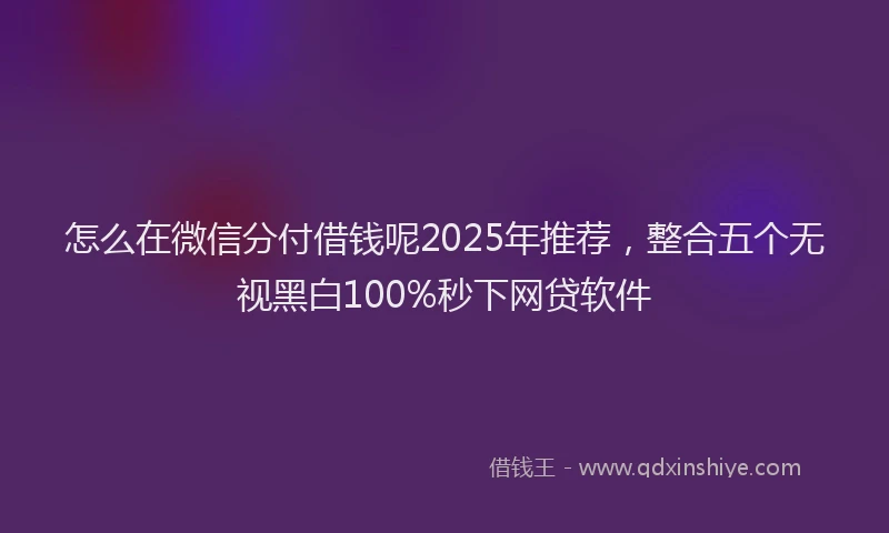 怎么在微信分付借钱呢2025年推荐，整合五个无视黑白100%秒下网贷软件