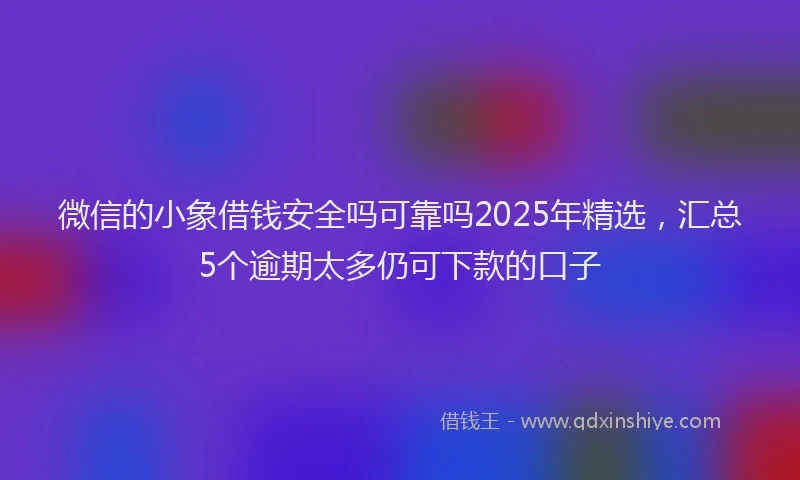 微信的小象借钱安全吗可靠吗2025年精选，汇总5个逾期太多仍可下款的口子