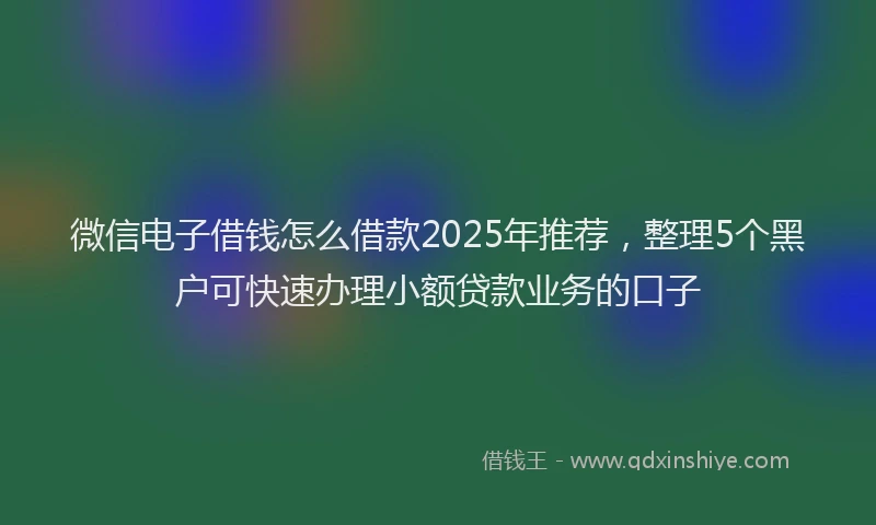 微信电子借钱怎么借款2025年推荐，整理5个黑户可快速办理小额贷款业务的口子