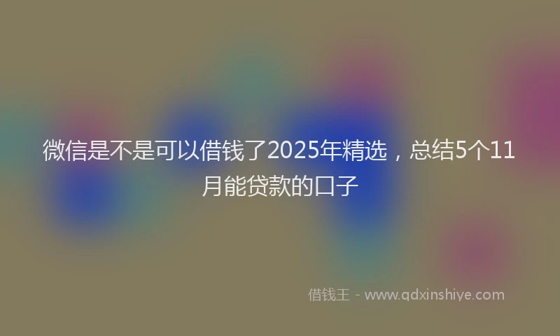 微信是不是可以借钱了2025年精选，总结5个11月能贷款的口子
