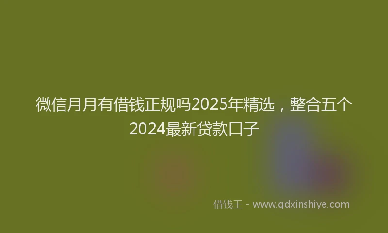 微信月月有借钱正规吗2025年精选，整合五个2024最新贷款口子
