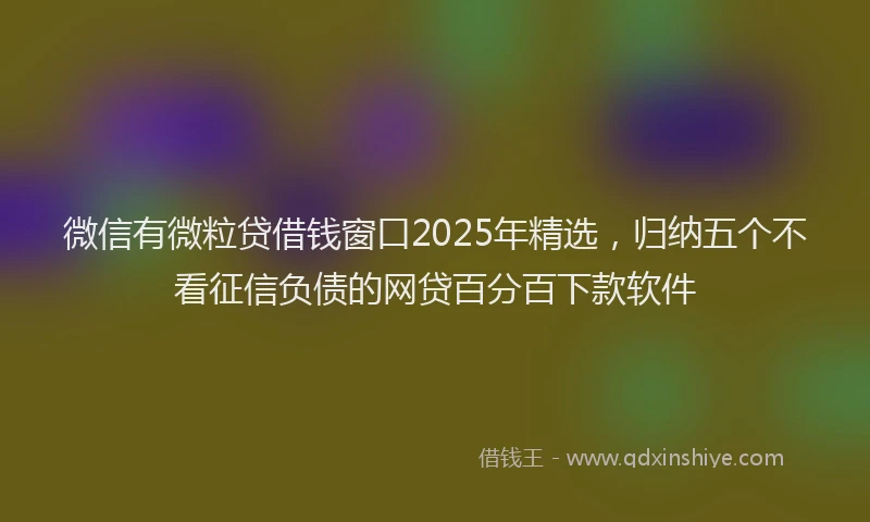 微信有微粒贷借钱窗口2025年精选，归纳五个不看征信负债的网贷百分百下款软件
