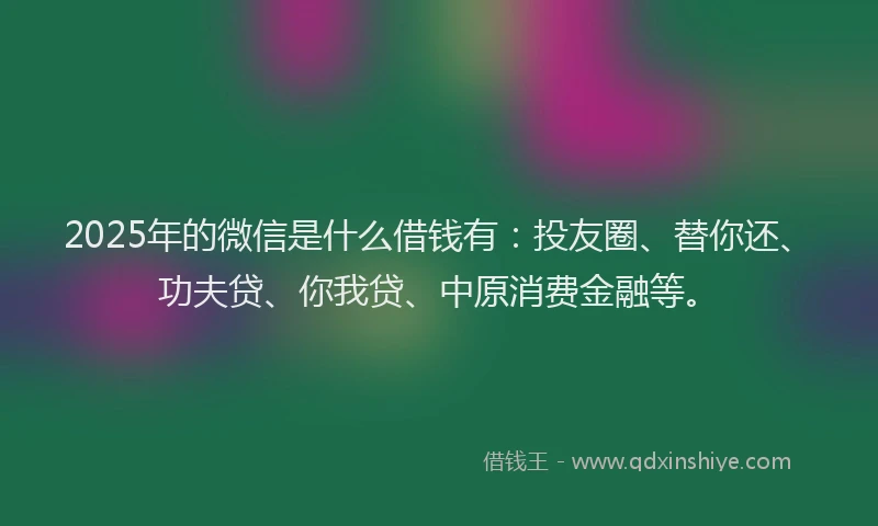 2025年的微信是什么借钱有：投友圈、替你还、功夫贷、你我贷、中原消费金融等。