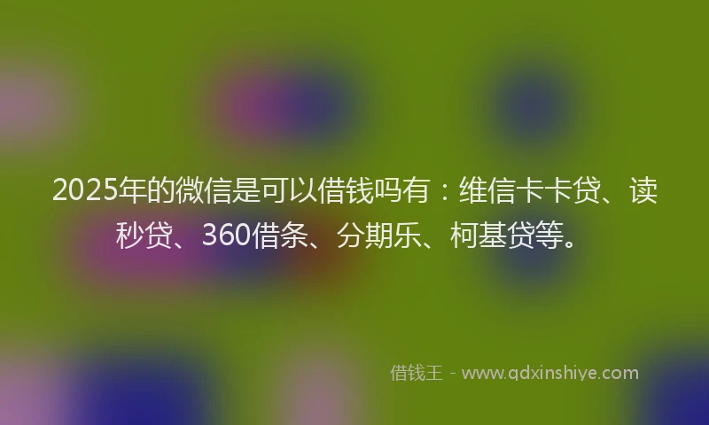 2025年的微信是可以借钱吗有：维信卡卡贷、读秒贷、360借条、分期乐、柯基贷等。