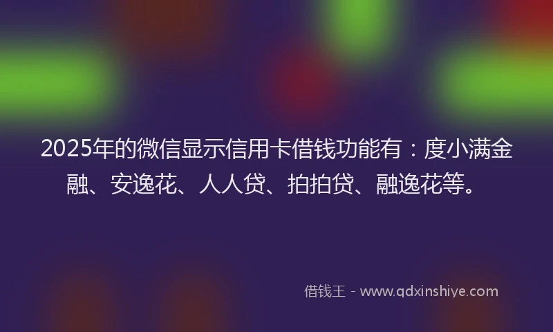 2025年的微信显示信用卡借钱功能有：度小满金融、安逸花、人人贷、拍拍贷、融逸花等。