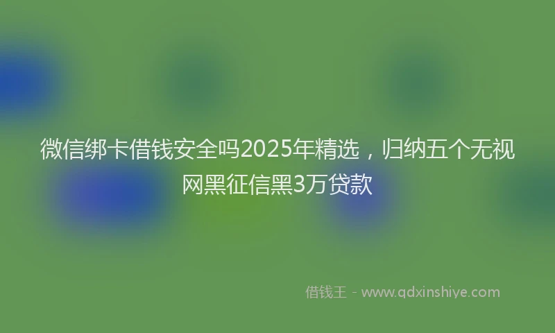微信绑卡借钱安全吗2025年精选，归纳五个无视网黑征信黑3万贷款