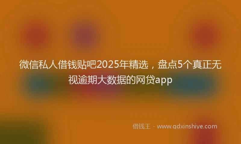 微信私人借钱贴吧2025年精选，盘点5个真正无视逾期大数据的网贷app